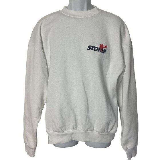 Vintage 90s Stomp North American Tour Sweatshirt XL Fruit Of The Loom White - Picture 1 of 7